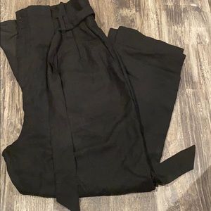 Black Linen Paper Bag Waist Pants size 10